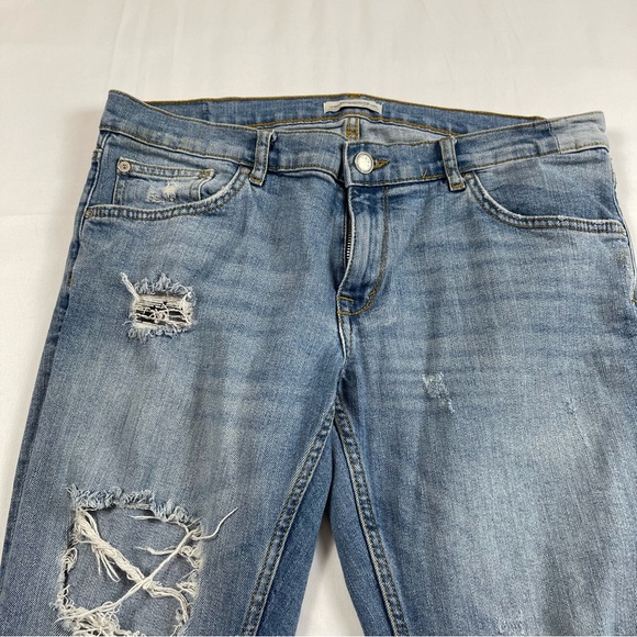 Zara Woman Premium Denim Collection Distressed Ripped Blue Jeans Women’s USA- 8 - Picture 7 of 16